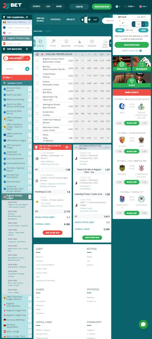 22Bet screenshot 1